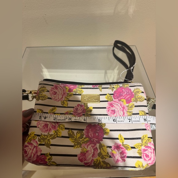 Betsey Johnson Pink Floral Striped Crossbody Bag - Picture 4 of 5